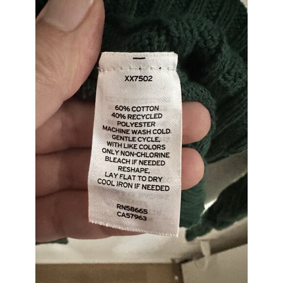 BP Womens Cable-Knit V-neck Sweater‎ Size M Emerald Green Cotton Blend Cottage - Picture 5 of 8